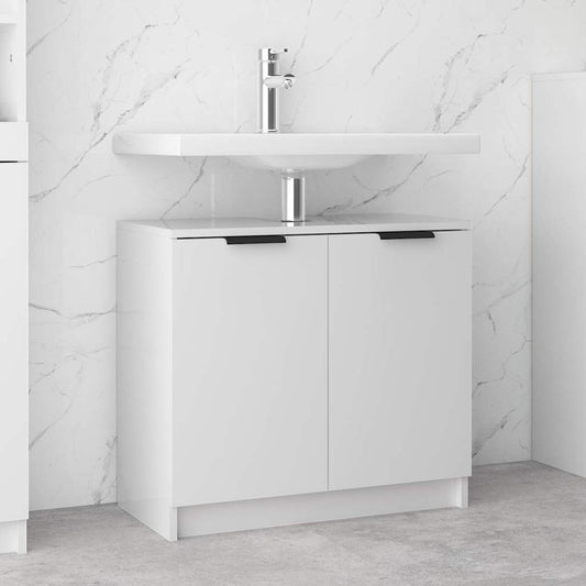 Bathroom Cabinet High Gloss White 64.5x33.5x59cm Engineered Wood