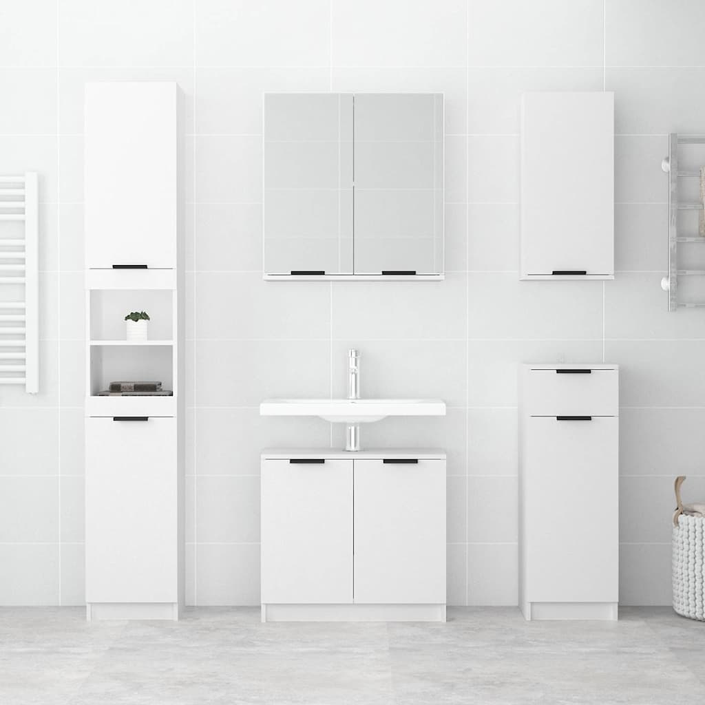 Bathroom Cabinet White 32x34x188,5 cm Engineered Wood