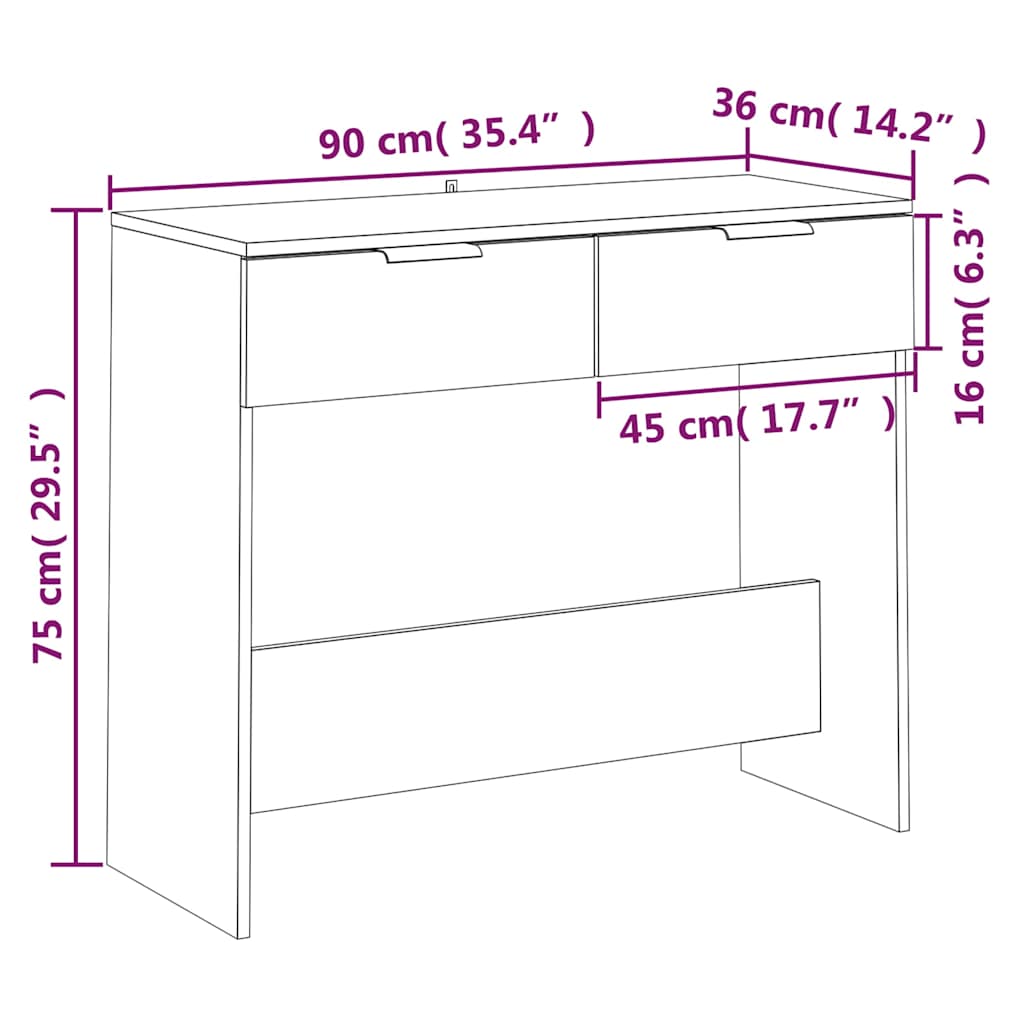 Console Table Sonoma Oak 90x36x75 cm Engineered Wood