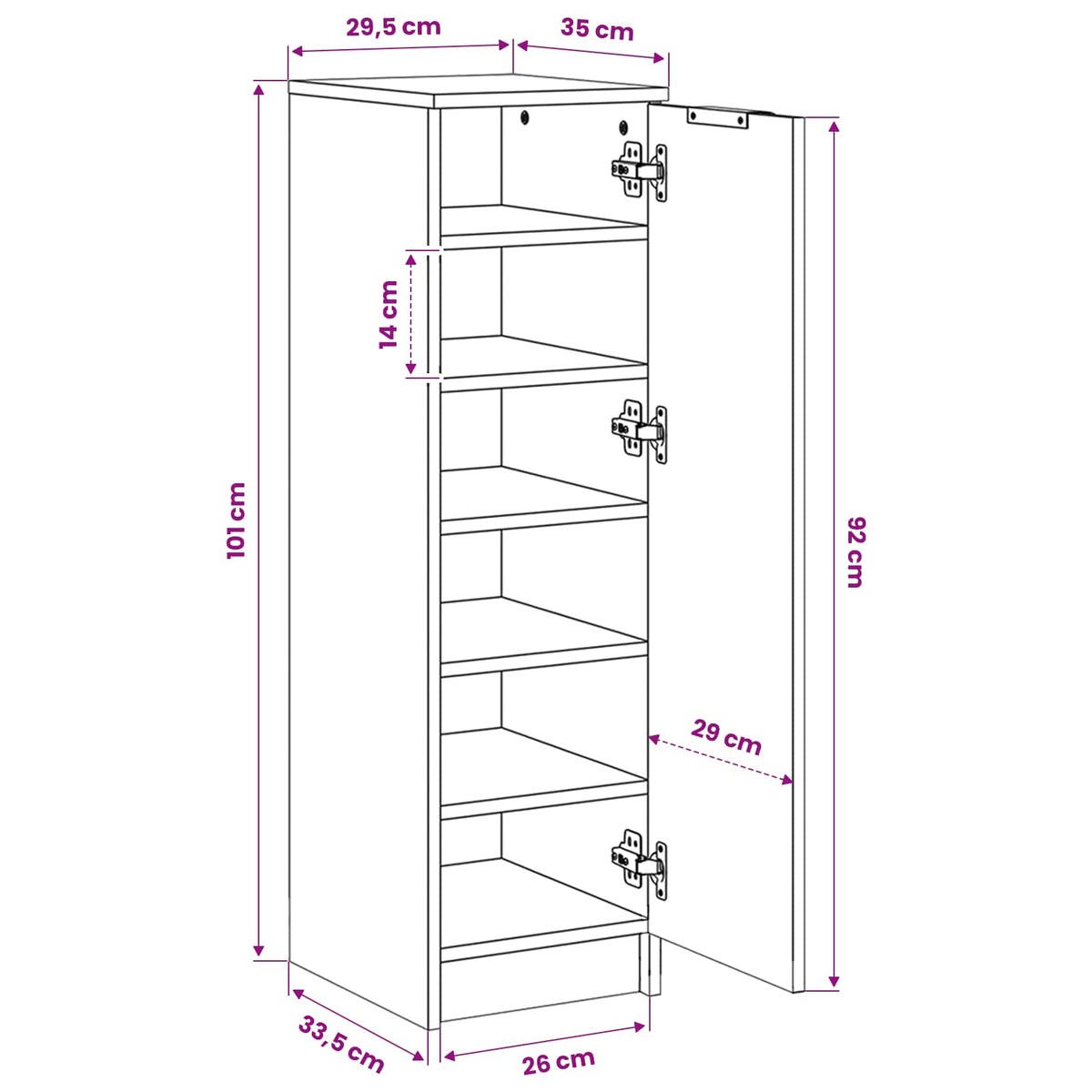Shoe Cabinet Concrete Grey 30x35x100 cm Engineered Wood
