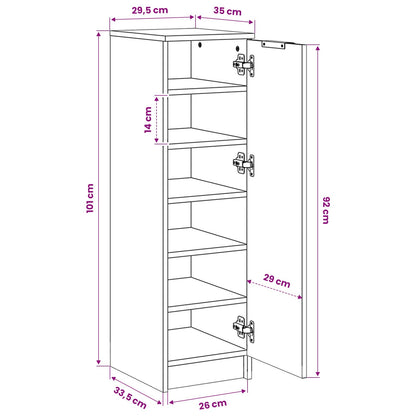 Shoe Cabinet Concrete Grey 30x35x100 cm Engineered Wood