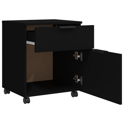 Mobile File Cabinet with Wheels Black 45x38x54cm Engineered Wood