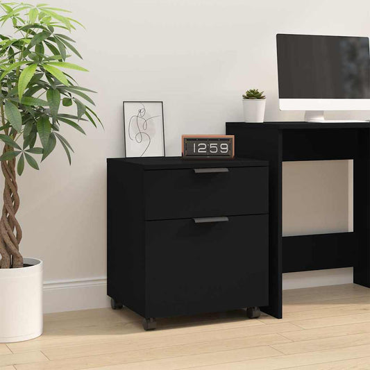 Mobile File Cabinet with Wheels Black 45x38x54 cm