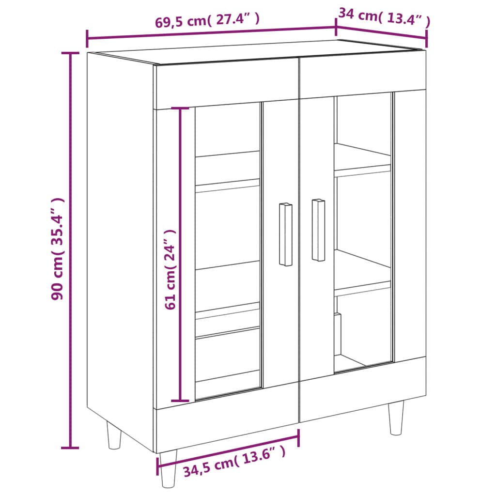 Sideboard White 69.5x34x90 cm Engineered Wood