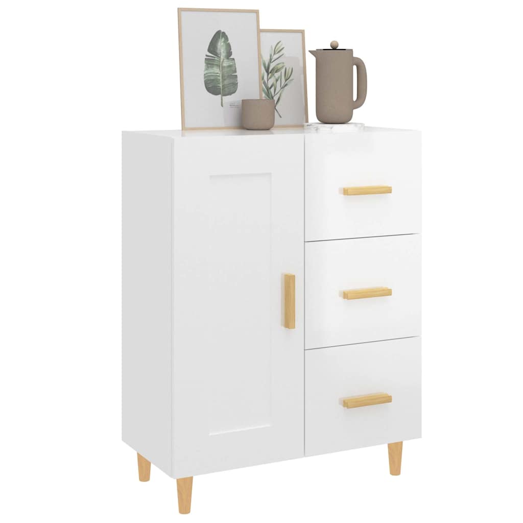 Sideboard High Gloss White 69,5x34x90 cm Engineered Wood
