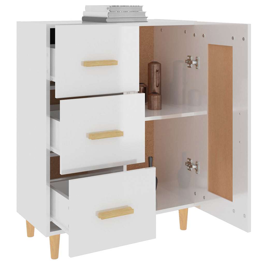 Sideboard High Gloss White 69,5x34x90 cm Engineered Wood