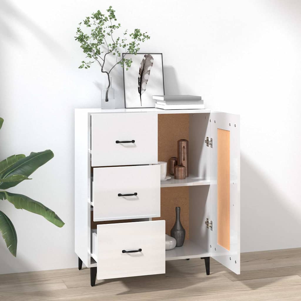 Sideboard High Gloss White 69,5x34x90 cm Engineered Wood