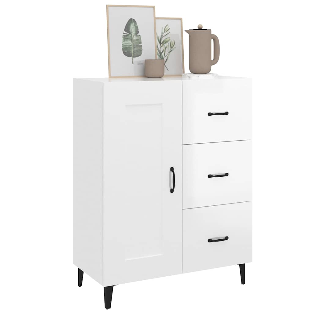 Sideboard High Gloss White 69,5x34x90 cm Engineered Wood