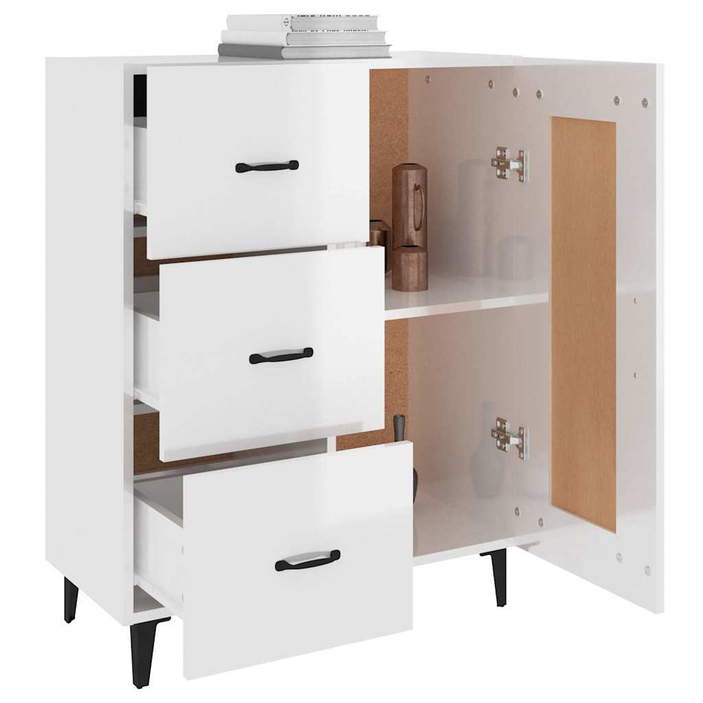 Sideboard High Gloss White 69,5x34x90 cm Engineered Wood