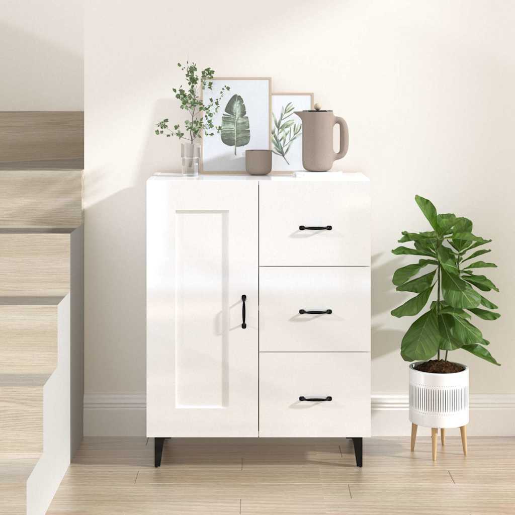 Sideboard High Gloss White 69,5x34x90 cm Engineered Wood