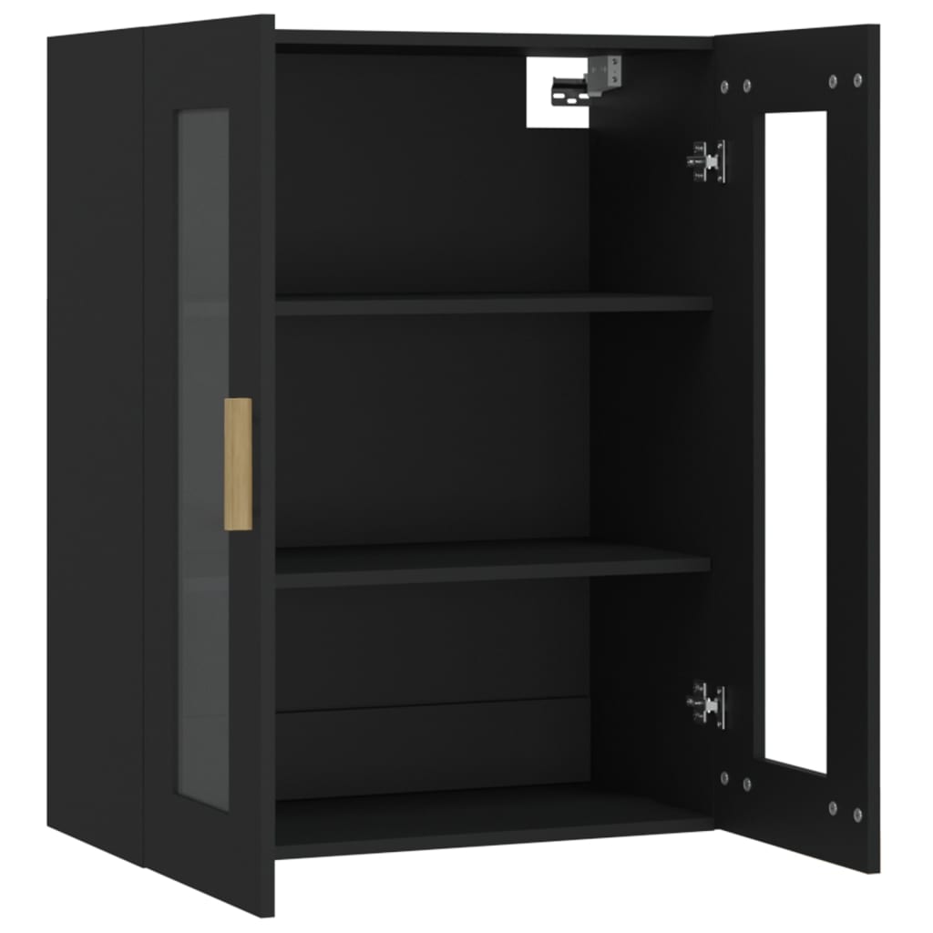 Hanging Wall Cabinet | Black | Engineered wood, glass | Medium