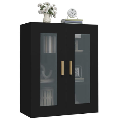 Hanging Wall Cabinet | Black | Engineered wood, glass | Medium