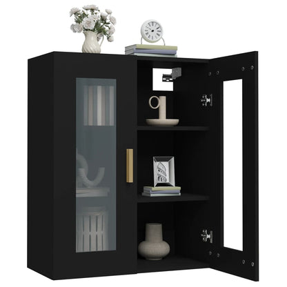 Hanging Wall Cabinet | Black | Engineered wood, glass | Medium