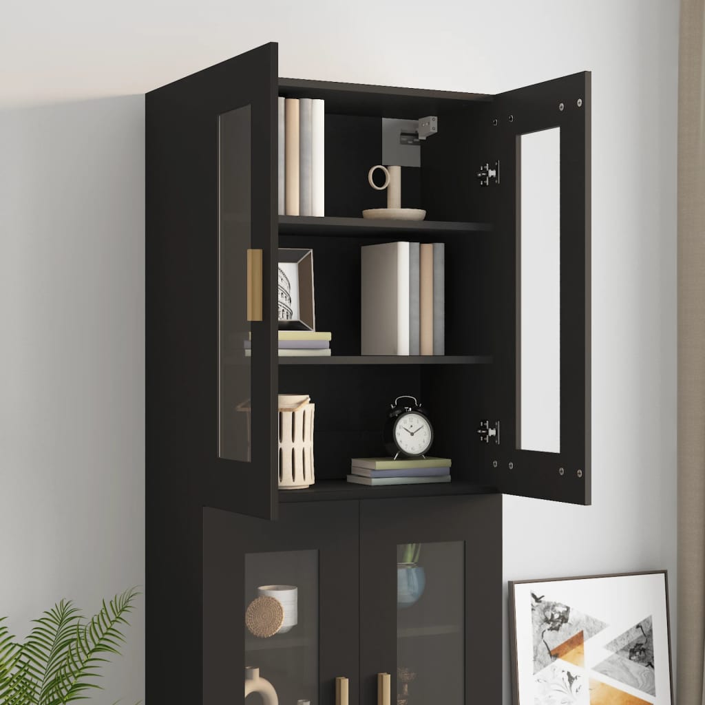 Hanging Wall Cabinet | Black | Engineered wood, glass | Medium