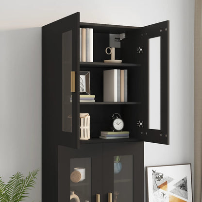 Hanging Wall Cabinet | Black | Engineered wood, glass | Medium