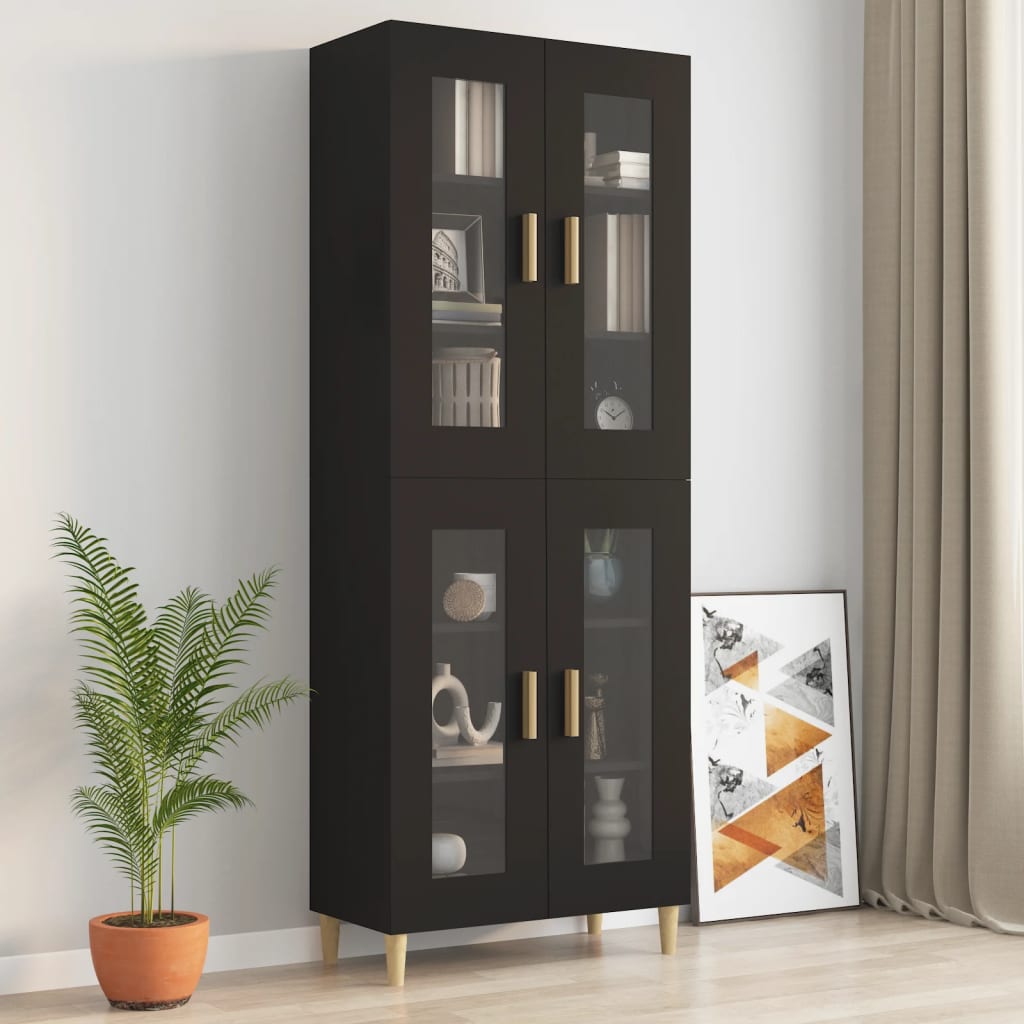 Hanging Wall Cabinet | Black | Engineered wood, glass | Medium