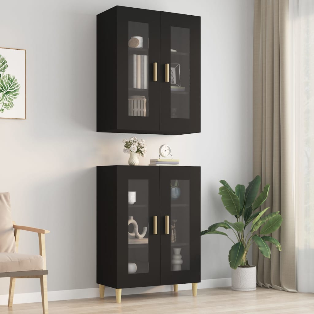 Hanging Wall Cabinet | Black | Engineered wood, glass | Medium