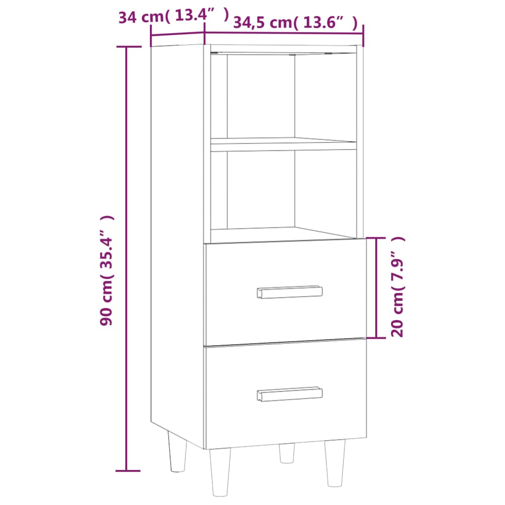 Sideboard Sonoma Oak 34.5x34x90 cm Engineered Wood