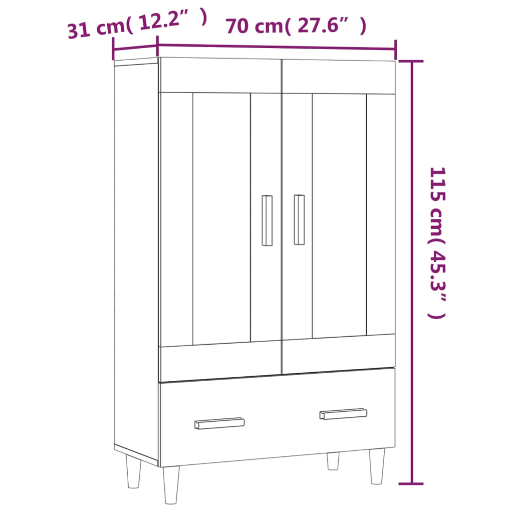 Highboard Sonoma Oak 70x31x115 cm Engineered Wood