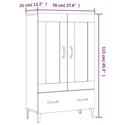 Highboard White 70x31x115 cm Engineered Wood