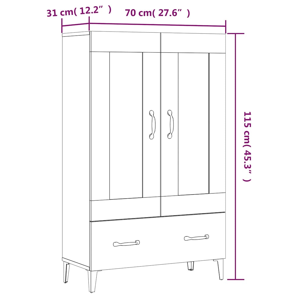 Highboard Sonoma Oak 70x31x115 cm Engineered Wood