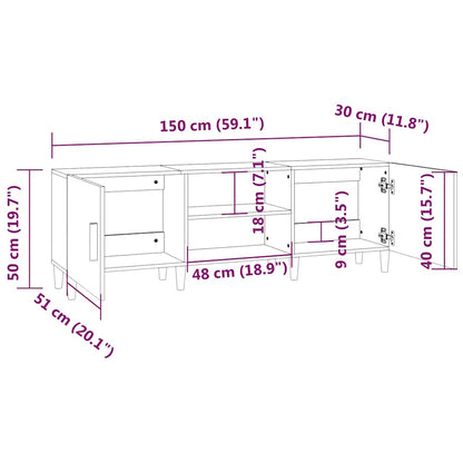 812618 vidaXL TV Cabinet White 150x30x50 cm Engineered Wood