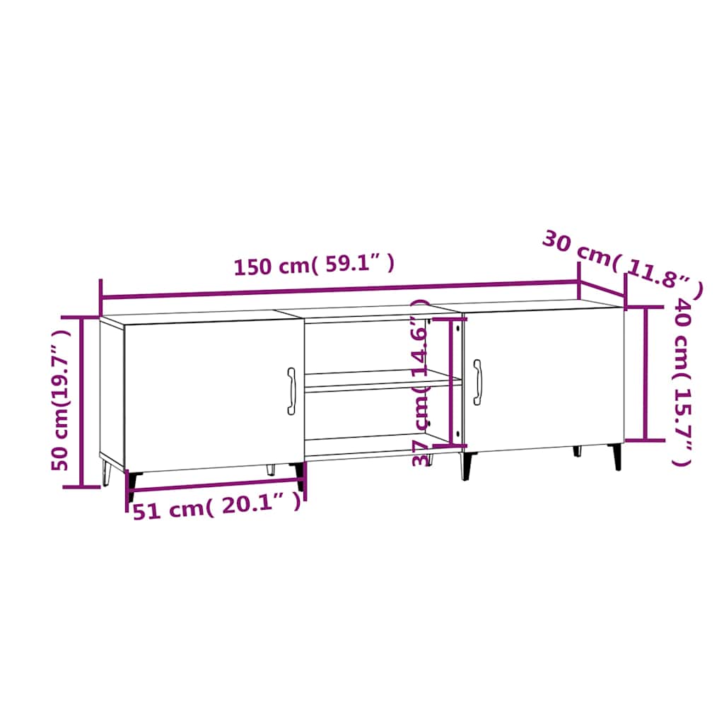Tv Cabinet | Concrete grey | Engineered wood | Large