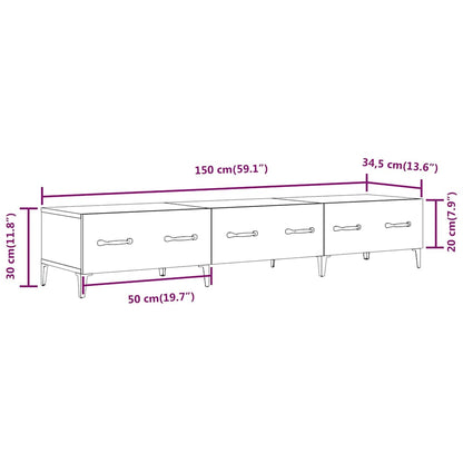 812649 vidaXL TV Cabinet Concrete Grey 150x34,5x30 cm Engineered Wood
