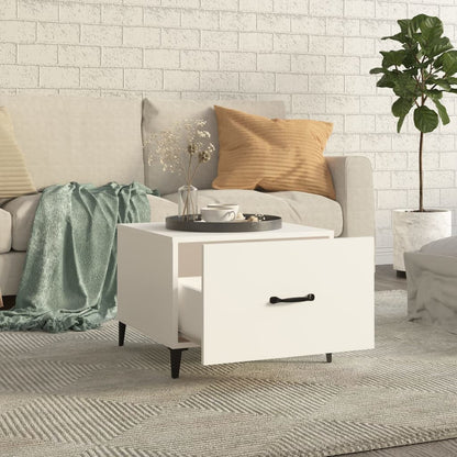 Coffee Table with Metal Legs White 50x50x40 cm