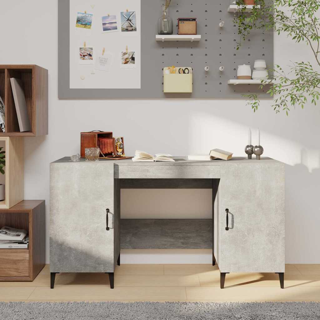 812775 vidaXL Desk Concrete Grey 140x50x75 cm Engineered Wood