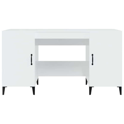 Desk High Gloss White 140x50x75 cm Engineered Wood
