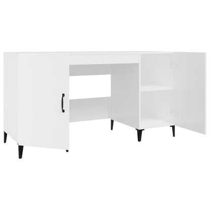 Desk High Gloss White 140x50x75 cm Engineered Wood