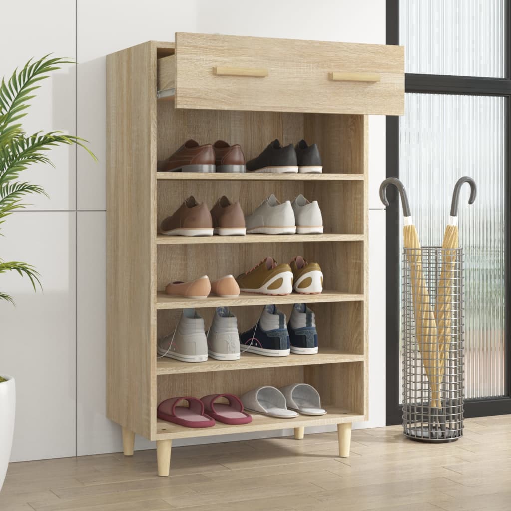 Shoe Cabinet Sonoma Oak 60x35x105 cm Engineered Wood