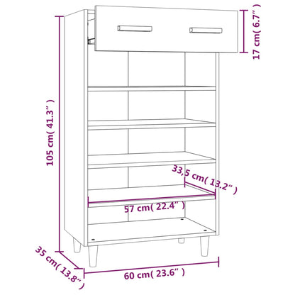 Shoe Cabinet Sonoma Oak 60x35x105 cm Engineered Wood