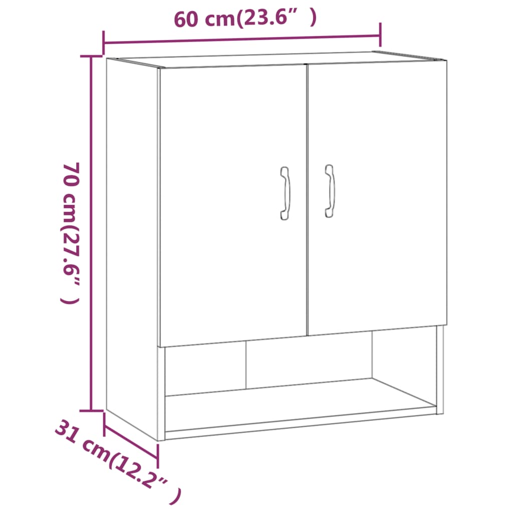 Wall Cabinet Concrete Grey 60x31x70 cm Engineered Wood