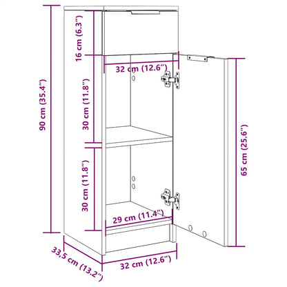 Bathroom Cabinet Grey Sonoma 32x34x90 cm Engineered Wood