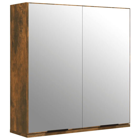 Bathroom Mirror Cabinet Smoked Oak 64x20x67 cm