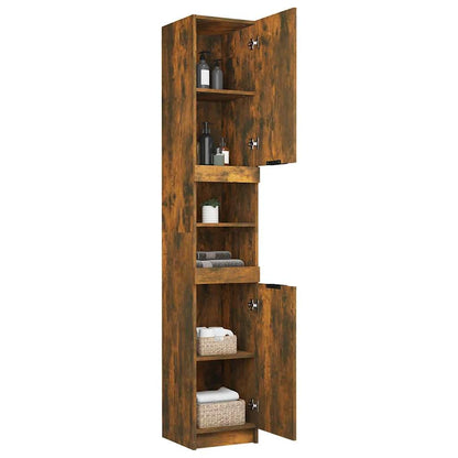 Bathroom Cabinet Smoked Oak 32x34x188,5 cm Engineered Wood