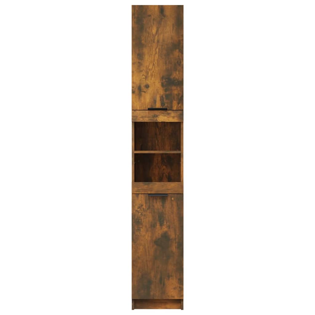 Bathroom Cabinet Smoked Oak 32x34x188.5 cm Engineered Wood