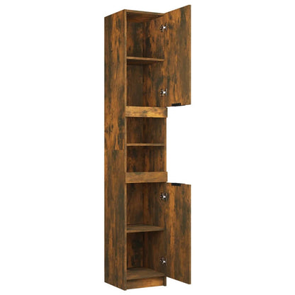 Bathroom Cabinet Smoked Oak 32x34x188.5 cm Engineered Wood