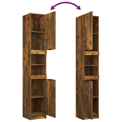 Bathroom Cabinet Smoked Oak 32x34x188,5 cm Engineered Wood
