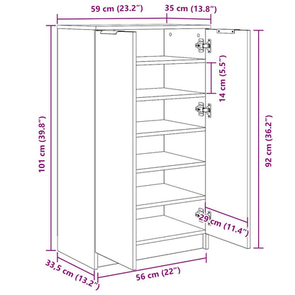 Shoe Cabinet Grey Sonoma 59x35x100 cm Engineered Wood