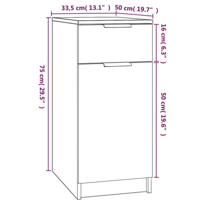 Desk Cabinet | Grey sonoma | Engineered wood | 33.5x50x75 cm