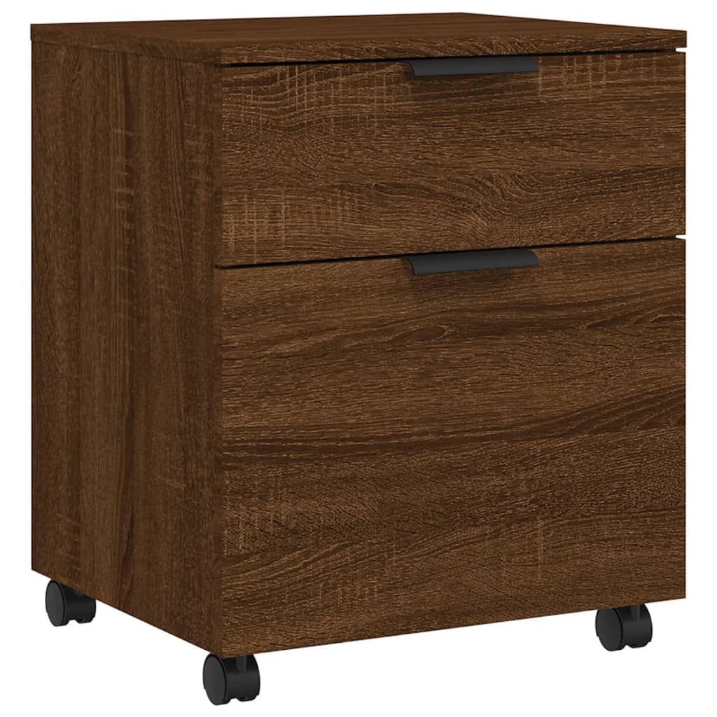 Mobile File Cabinet with Wheels Brown Oak 45x38x54 cm Engineered Wood