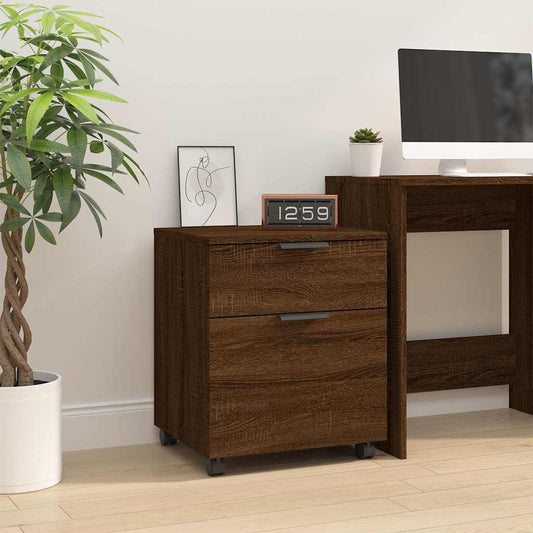 Mobile File Cabinet with Wheels Brown Oak 45x38x54 cm