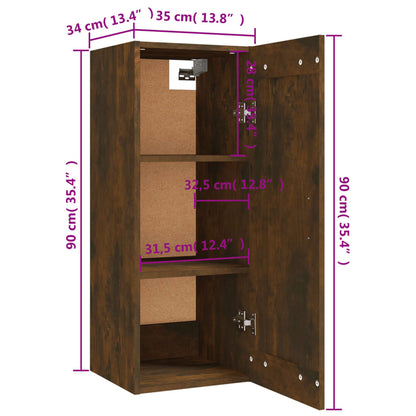 Hanging Cabinet Smoked Oak 35x34x90 cm Engineered Wood