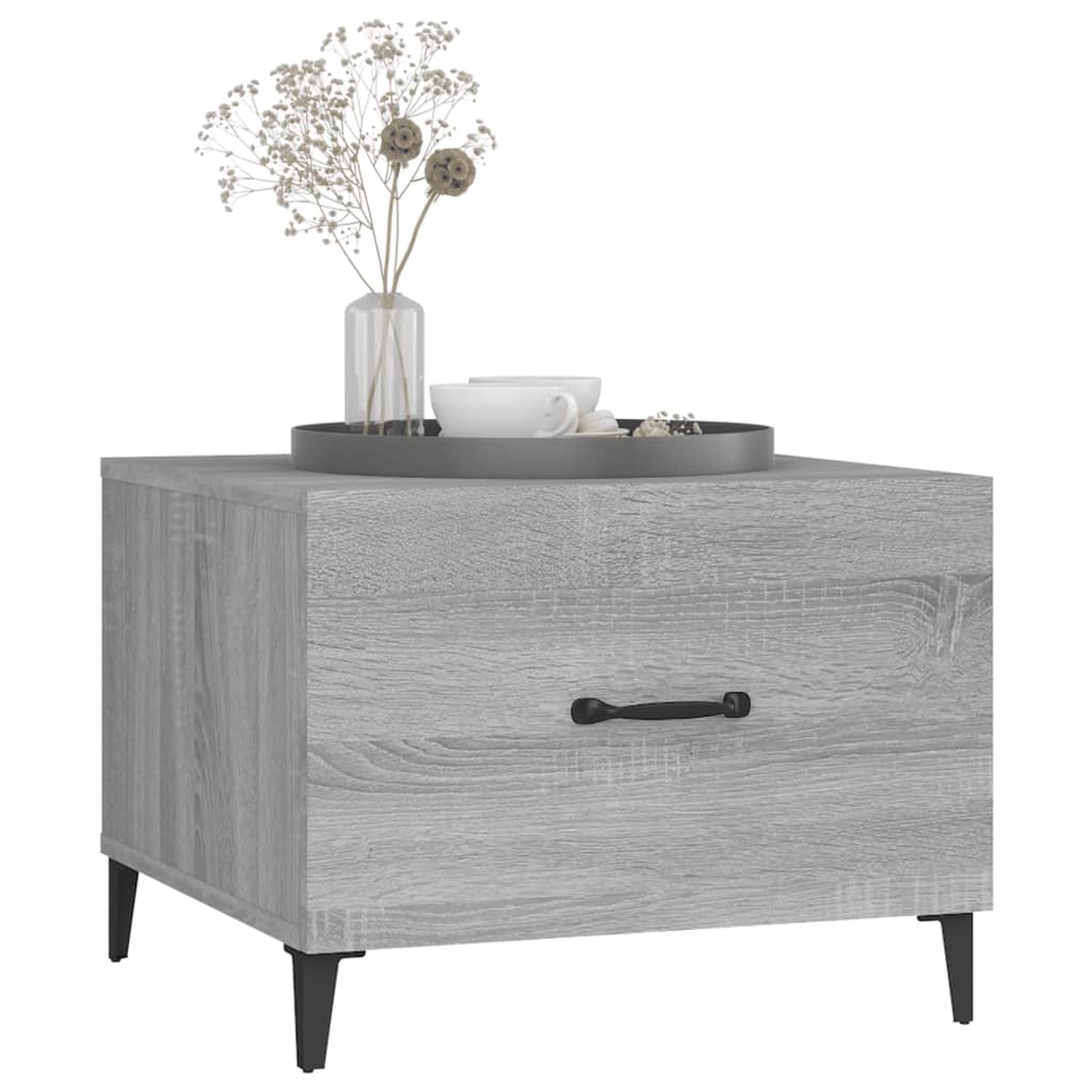 Coffee Table with Metal Legs Grey Sonoma 50x50x40 cm
