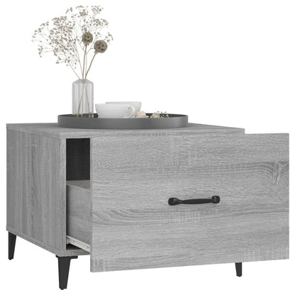Coffee Table with Metal Legs Grey Sonoma 50x50x40 cm