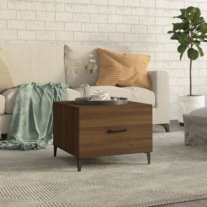 Coffee Table with Metal Legs Brown Oak 50x50x40 cm