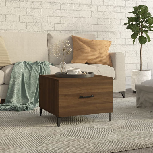 Coffee Table with Metal Legs Brown Oak 50x50x40 cm